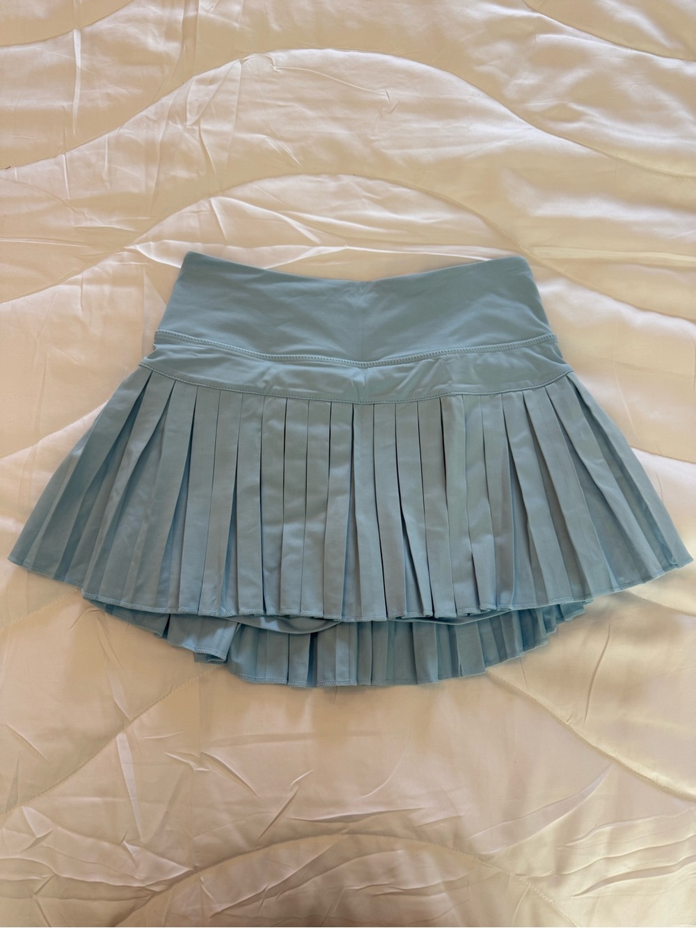 Gold Hinge Light Blue Pleated Mini Skirt with Built-In Shorts